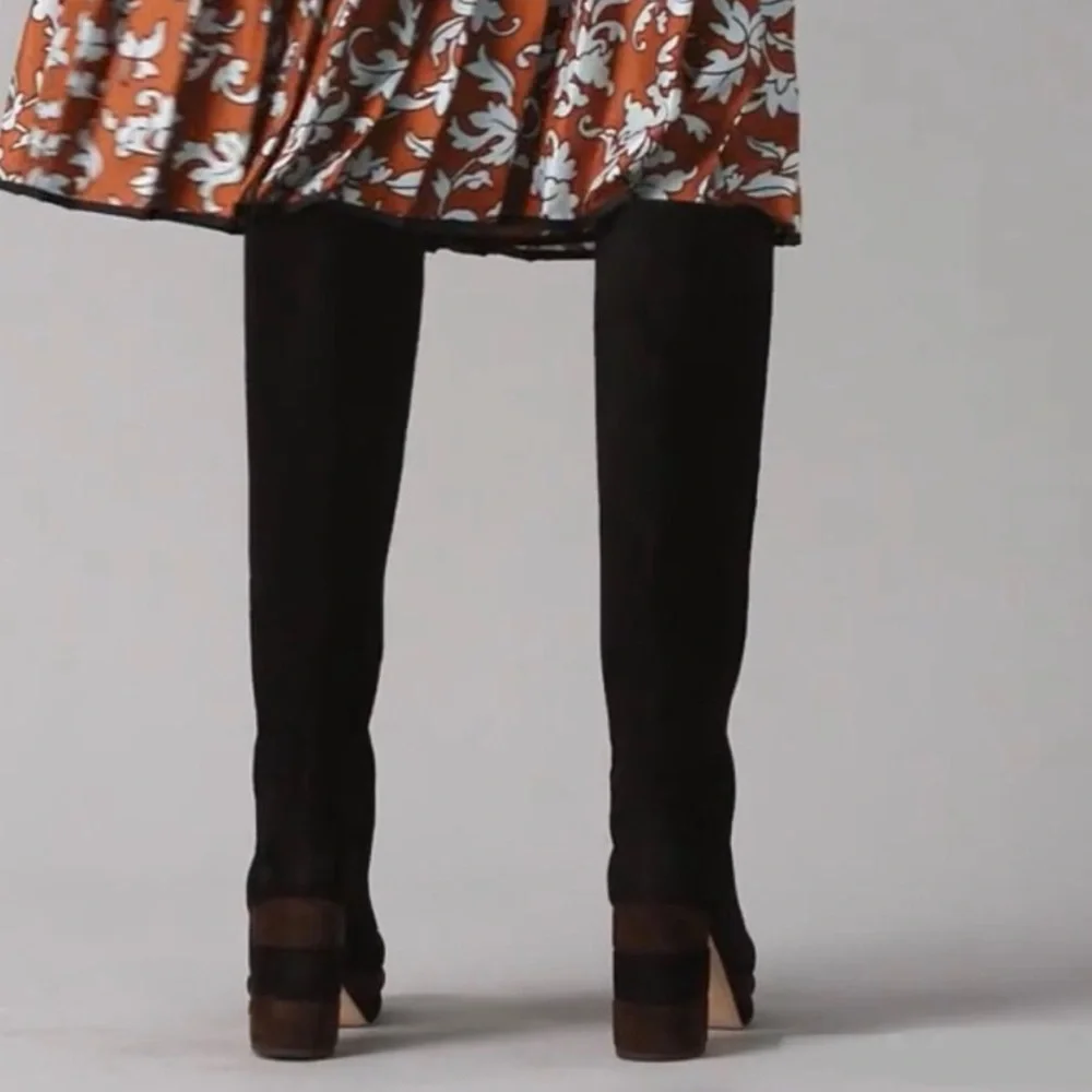 New Tory Burch Platform Tall Knee High Suede Boots - Picture 3 of 8